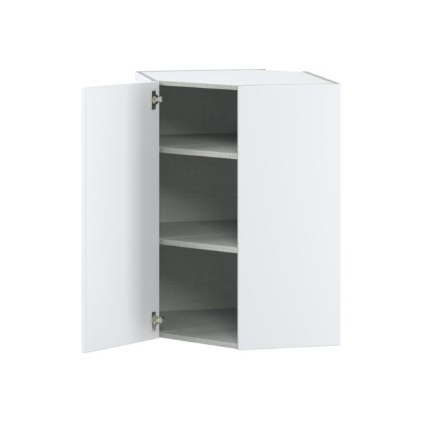 Jasmine Painted Warm White  Shaker Assembled Wall Diagonal Corner Cabinet with a Door (24 in. W x 35 in. H x 24 in. D)