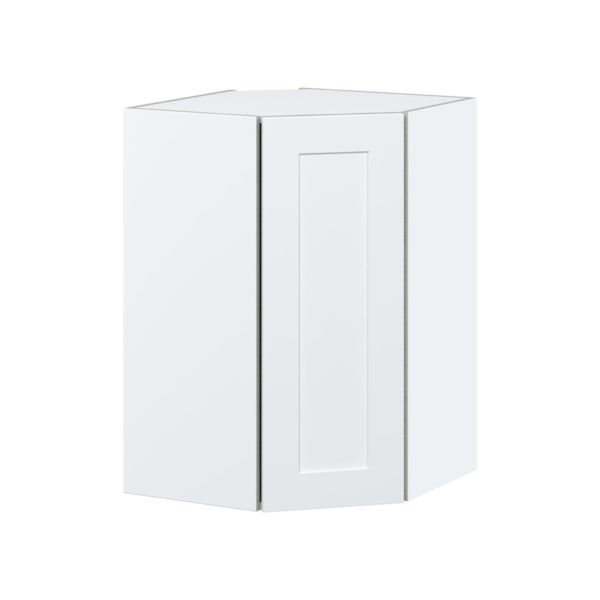 Jasmine Painted Warm White  Shaker Assembled Wall Diagonal Corner Cabinet with a Door (24 in. W x 35 in. H x 24 in. D)