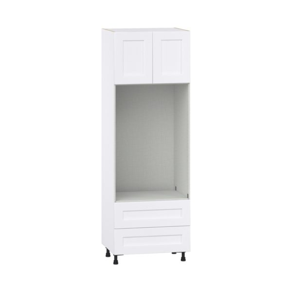 Jasmine Painted Warm White  Shaker Assembled Pantry Micro/Oven Combo  Cabinet with 2 Drawers (30 in. W x 89.5 in. H x 24 in. D)