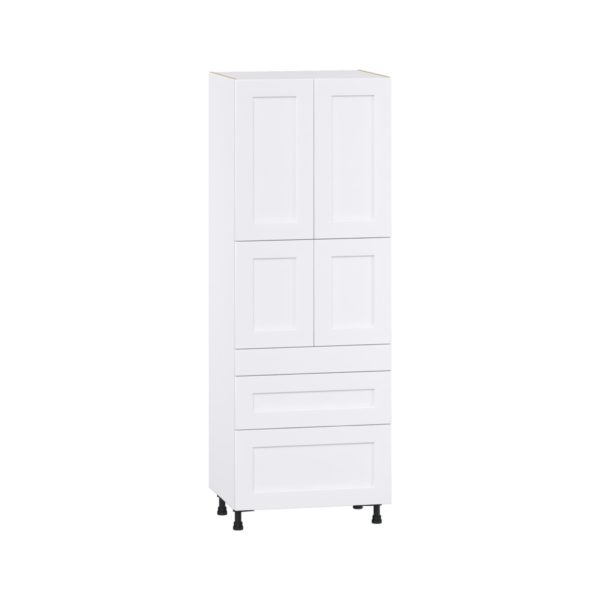 Jasmine Painted Warm White  Shaker Assembled Pantry  Cabinet with 2 Inner Drawers (30 in. W x 84.5 in. H x 24 in. D)