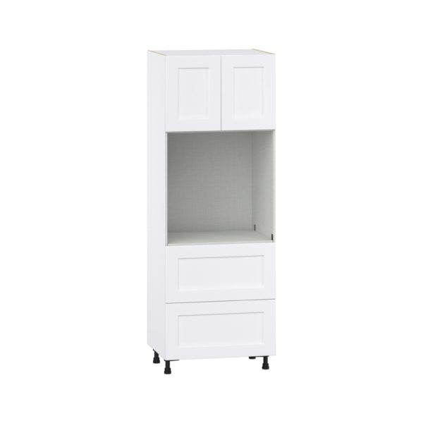 Jasmine Painted Warm White  Shaker Assembled Single Oven  Cabinet with 2 Drawers (30 in. W x 84.5 in. H x 24 in. D)