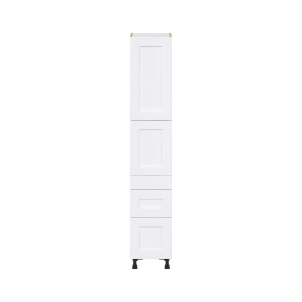 Jasmine Painted Warm White  Shaker Assembled Pantry  Cabinet with 2 Inner Drawers (15 in. W x 84.5 in. H x 24 in. D)