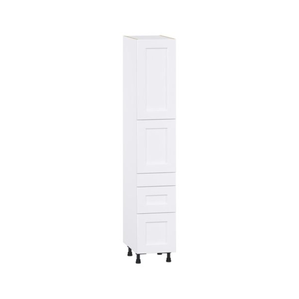 Jasmine Painted Warm White  Shaker Assembled Pantry  Cabinet with 2 Inner Drawers (15 in. W x 84.5 in. H x 24 in. D)