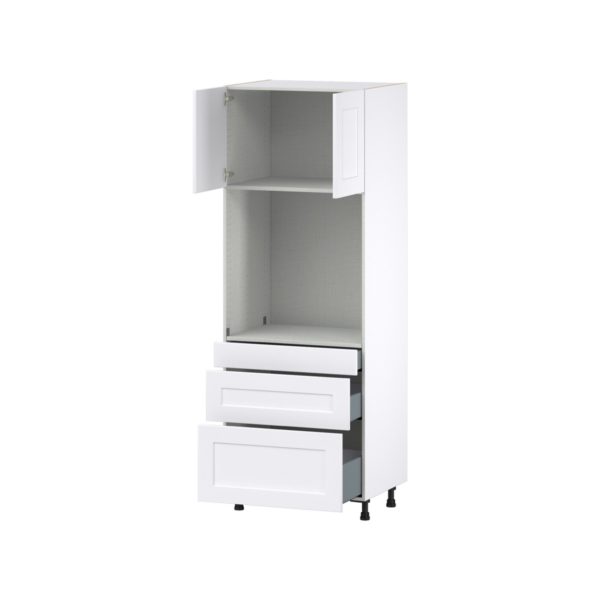 Jasmine Painted Warm White  Shaker Assembled Single Oven  Cabinet with 3 Drawers (30 in. W x 84.5 in. H x 24 in. D)