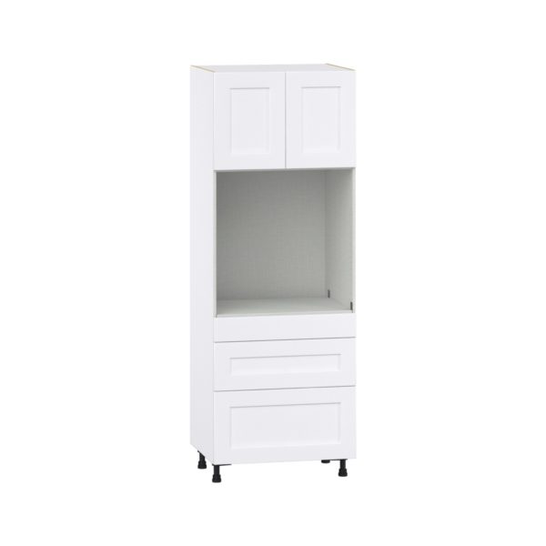 Jasmine Painted Warm White  Shaker Assembled Single Oven  Cabinet with 3 Drawers (30 in. W x 84.5 in. H x 24 in. D)