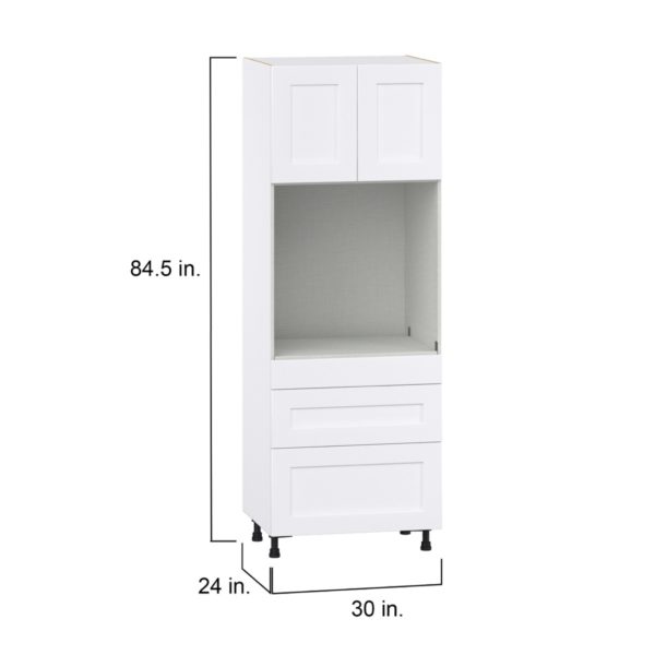 Jasmine Painted Warm White  Shaker Assembled Single Oven  Cabinet with 3 Drawers (30 in. W x 84.5 in. H x 24 in. D)