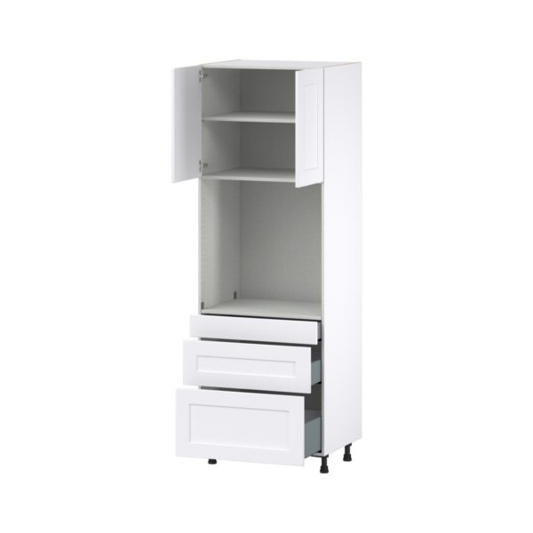 Jasmine Painted Warm White  Shaker Assembled Single Oven  Cabinet with Drawers (30 in. W x 89.5 in. H x 24 in. D)