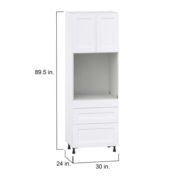 Jasmine Painted Warm White  Shaker Assembled Single Oven  Cabinet with Drawers (30 in. W x 89.5 in. H x 24 in. D)