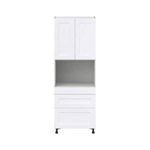 Jasmine Painted Warm White  Shaker Assembled Pantry Micro/Oven  Cabinet with 3 Drawers (30 in. W x 84.5 in. H x 24 in. D)