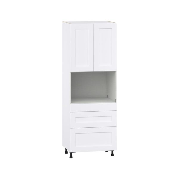 Jasmine Painted Warm White  Shaker Assembled Pantry Micro/Oven  Cabinet with 3 Drawers (30 in. W x 84.5 in. H x 24 in. D)