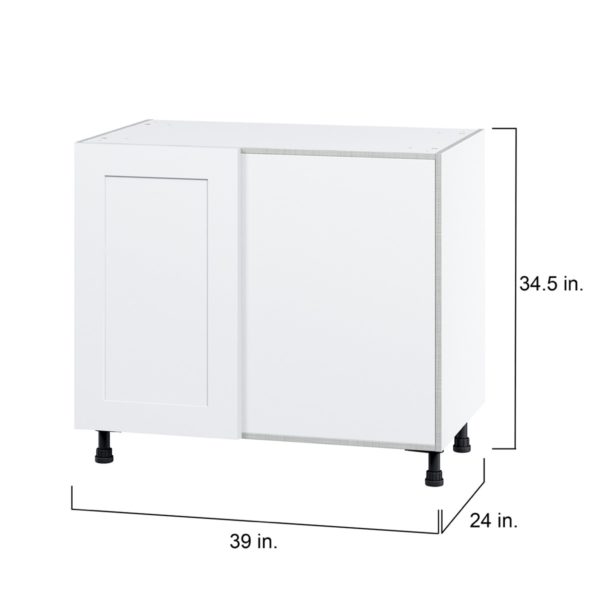 Jasmine Painted Warm White  Shaker Assembled Blind Base Corner  Cabinet with Right Pull Out (39 in. W x 34.5 in. H x 24 in. D)