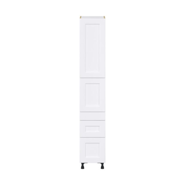 Jasmine Painted Warm White  Shaker Assembled Pantry  Cabinet with 3 Drawers and 2 Inner Drawers (15 in. W x 89.5 in. H x 24 in. D)