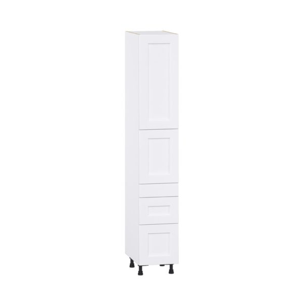 Jasmine Painted Warm White  Shaker Assembled Pantry  Cabinet with 3 Drawers and 2 Inner Drawers (15 in. W x 89.5 in. H x 24 in. D)