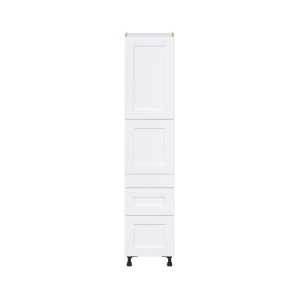 Jasmine Painted Warm White  Shaker Assembled Pantry  Cabinet with 2 Inner Drawers (18 in. W x 84.5 in. H x 24 in. D)