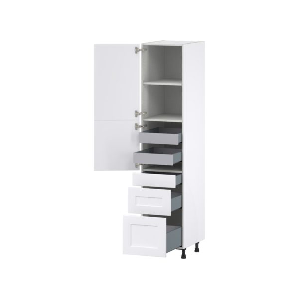 Jasmine Painted Warm White  Shaker Assembled Pantry  Cabinet with 2 Inner Drawers (18 in. W x 84.5 in. H x 24 in. D)