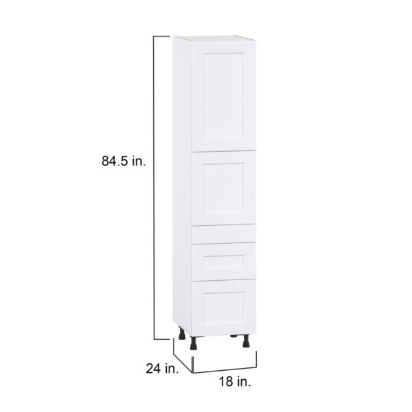 Jasmine Painted Warm White  Shaker Assembled Pantry  Cabinet with 2 Inner Drawers (18 in. W x 84.5 in. H x 24 in. D)