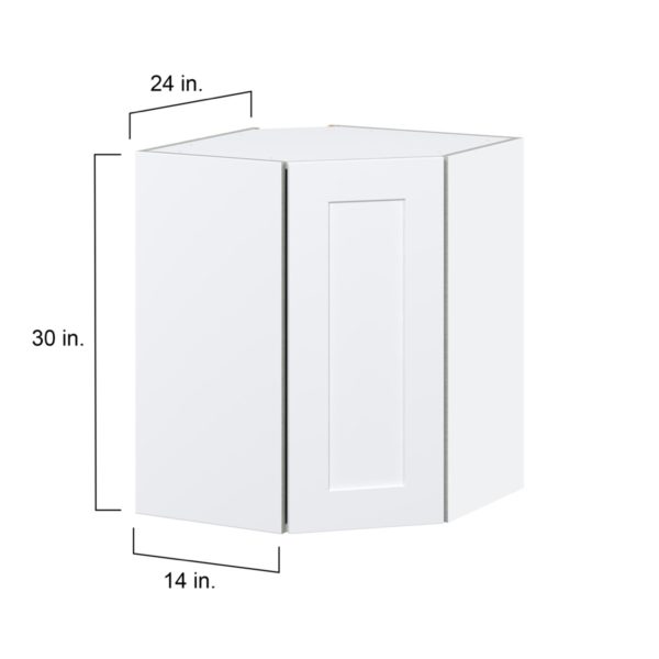 Jasmine Painted Warm White  Shaker Assembled Wall Diagonal Corner Cabinet with a Door (24 in. W x 30 in. H x 24 in. D)