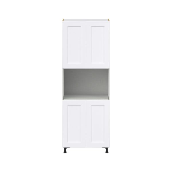 Jasmine Painted Warm White  Shaker Assembled Pantry Micro/Oven  Cabinet (30 in. W x 84.5 in. H x 24 in. D)