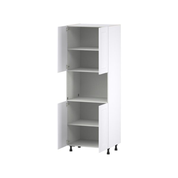 Jasmine Painted Warm White  Shaker Assembled Pantry Micro/Oven  Cabinet (30 in. W x 84.5 in. H x 24 in. D)