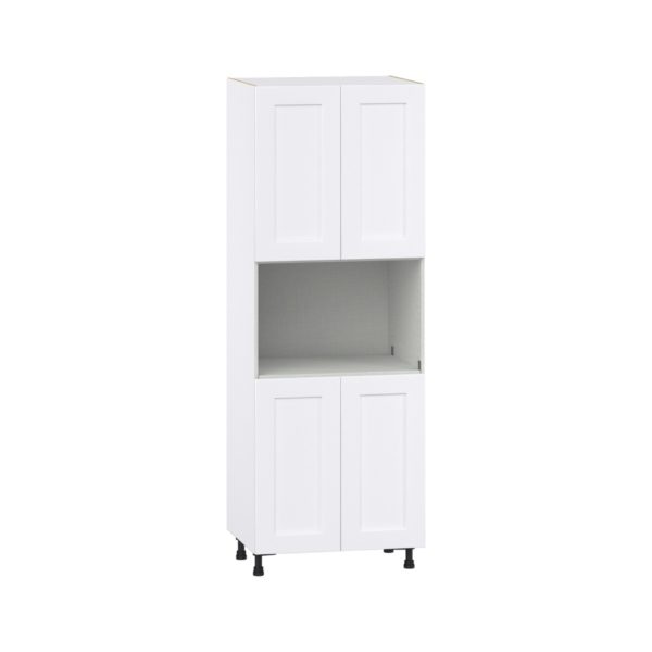 Jasmine Painted Warm White  Shaker Assembled Pantry Micro/Oven  Cabinet (30 in. W x 84.5 in. H x 24 in. D)