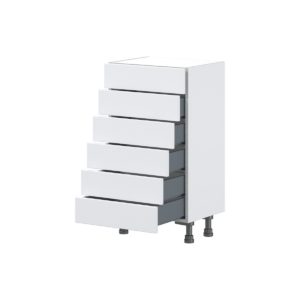 Jasmine Painted Warm White  Shaker Assembled Shallow Base Cabinet with 6 Drawers (18 in. W x 34.5 in. H x 14 in. D)