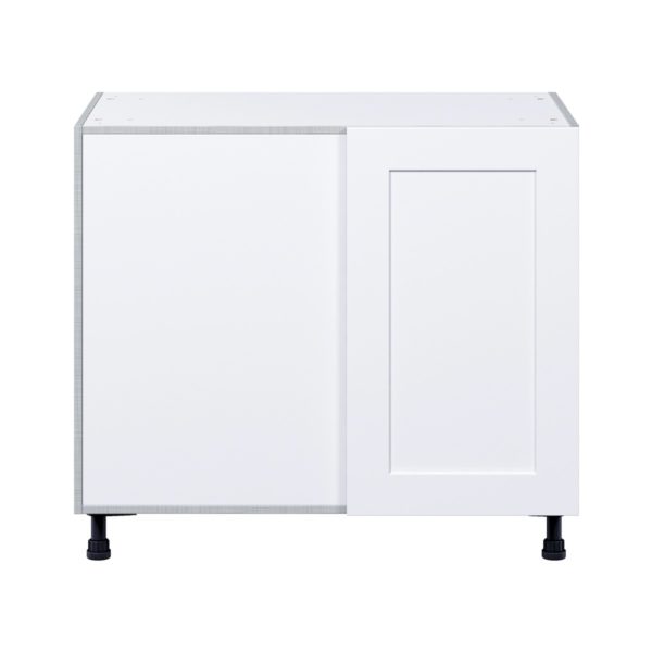 Jasmine Painted Warm White  Shaker Assembled Blind Base Corner  Cabinet with Left Pull Out (39 in. W x 34.5 in. H x 24 in. D)