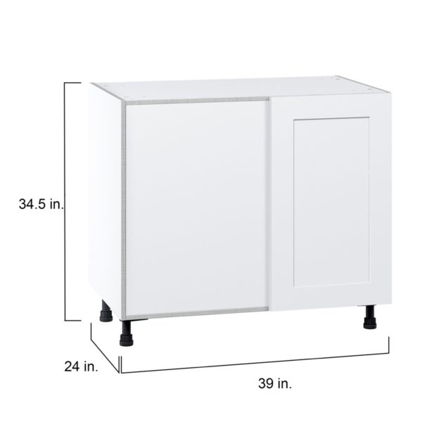 Jasmine Painted Warm White  Shaker Assembled Blind Base Corner  Cabinet with Left Pull Out (39 in. W x 34.5 in. H x 24 in. D)