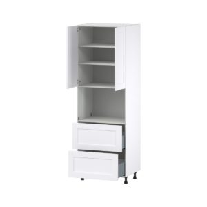 Jasmine Painted Warm White  Shaker Assembled Pantry Microwave  Cabinet with 2 Drawers (30 in. W x 89.5 in. H x 24 in. D)