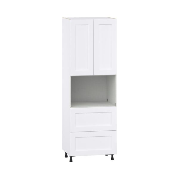 Jasmine Painted Warm White  Shaker Assembled Pantry Microwave  Cabinet with 2 Drawers (30 in. W x 89.5 in. H x 24 in. D)