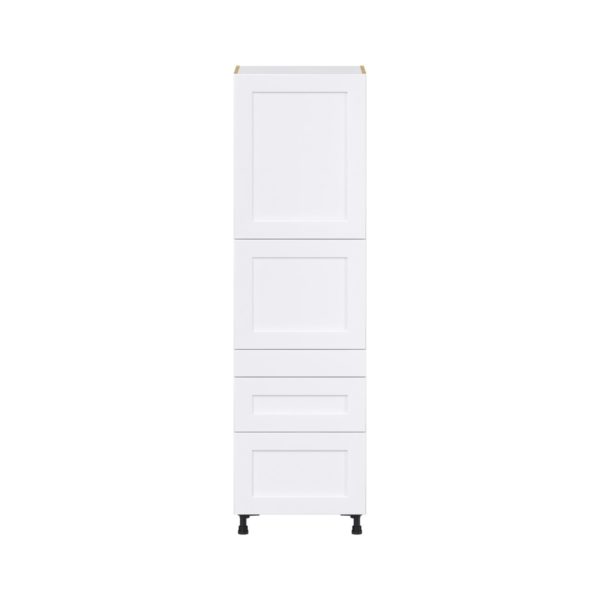 Jasmine Painted Warm White  Shaker Assembled Pantry  Cabinet with 2 Inner Drawers (24 in. W x 84.5 in. H x 24 in. D)