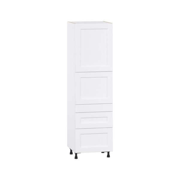 Jasmine Painted Warm White  Shaker Assembled Pantry  Cabinet with 2 Inner Drawers (24 in. W x 84.5 in. H x 24 in. D)