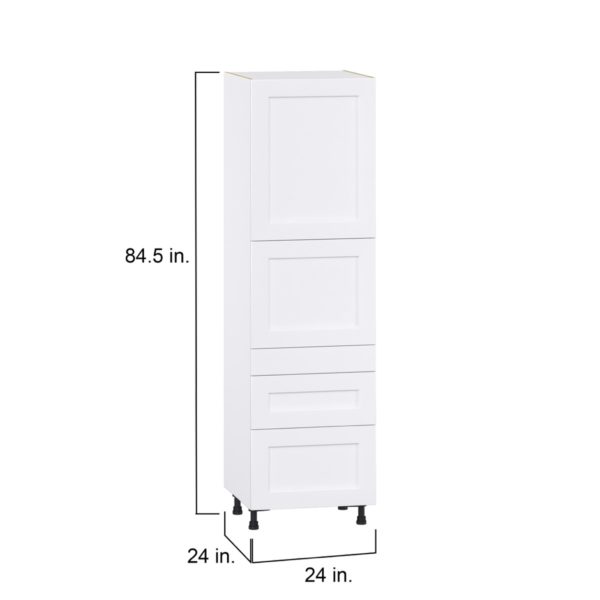 Jasmine Painted Warm White  Shaker Assembled Pantry  Cabinet with 2 Inner Drawers (24 in. W x 84.5 in. H x 24 in. D)