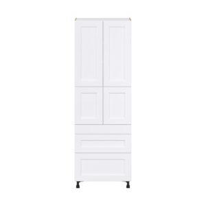 Jasmine Painted Warm White  Shaker Assembled Pantry  Cabinet with 3 Drawers and 2 Inner Drawers (30 in. W x 89.5 in. H x 24 in. D)