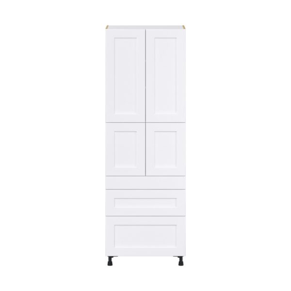 Jasmine Painted Warm White  Shaker Assembled Pantry  Cabinet with 3 Drawers and 2 Inner Drawers (30 in. W x 89.5 in. H x 24 in. D)