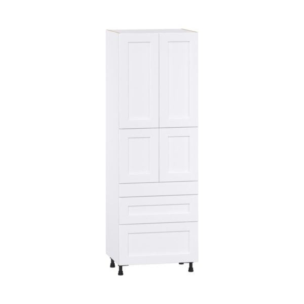 Jasmine Painted Warm White  Shaker Assembled Pantry  Cabinet with 3 Drawers and 2 Inner Drawers (30 in. W x 89.5 in. H x 24 in. D)