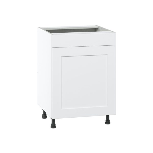 Jasmine Painted Warm White   Shaker Assembled Sink Base Cabinet with 1 Door and 1 False Front (24 in. W x 34.5 in. H x 24 in. D)