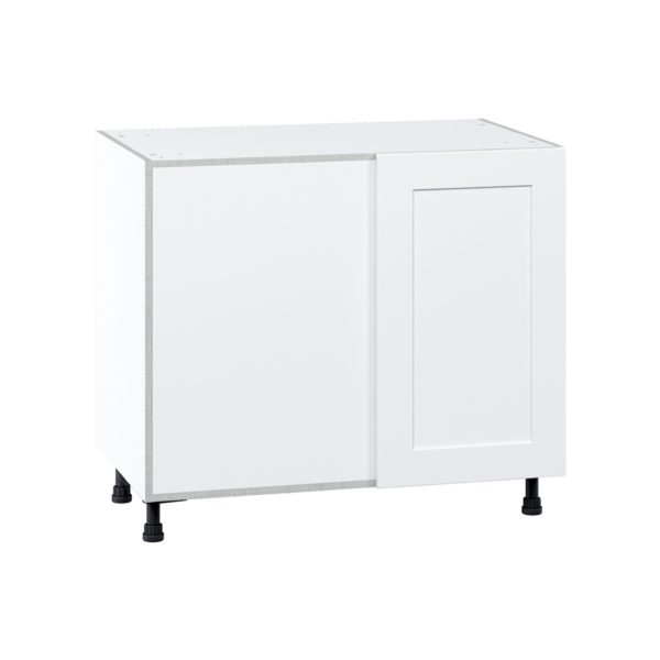 Jasmine Painted Warm White  Shaker Assembled Blind Base Corner  Cabinet Left Open (39 in. W X 34.5 in. H X 24 in. D)