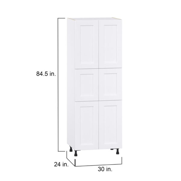 Jasmine Painted Warm White  Shaker Assembled Pantry  Cabinet with 5 Shelves (30 in. W x 84.5 in. H x 24 in. D)