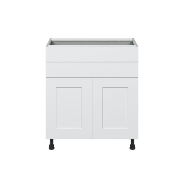 Jasmine Painted Warm White  Shaker Assembled Base Cabinet with Two Doors and Two 5 in. Drawers (30 in. W x 34.5 in. H x 24 in. D)