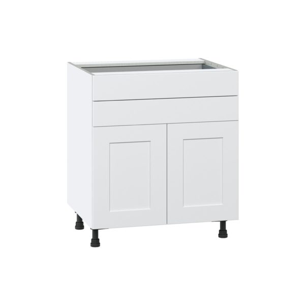 Jasmine Painted Warm White  Shaker Assembled Base Cabinet with Two Doors and Two 5 in. Drawers (30 in. W x 34.5 in. H x 24 in. D)