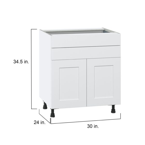 Jasmine Painted Warm White  Shaker Assembled Base Cabinet with Two Doors and Two 5 in. Drawers (30 in. W x 34.5 in. H x 24 in. D)