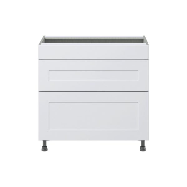 Jasmine Painted Warm White  Shaker Assembled Cooktop Base Cabinet with Drawers and False Front (36 in. W x 34.5 in. H x 24 in. D)