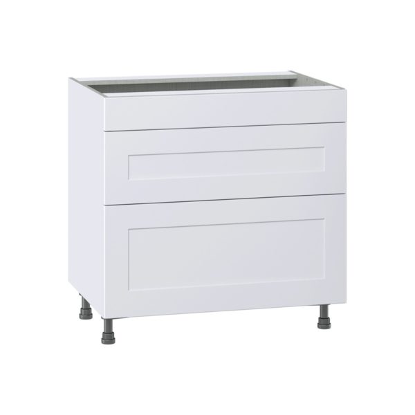 Jasmine Painted Warm White  Shaker Assembled Cooktop Base Cabinet with Drawers and False Front (36 in. W x 34.5 in. H x 24 in. D)