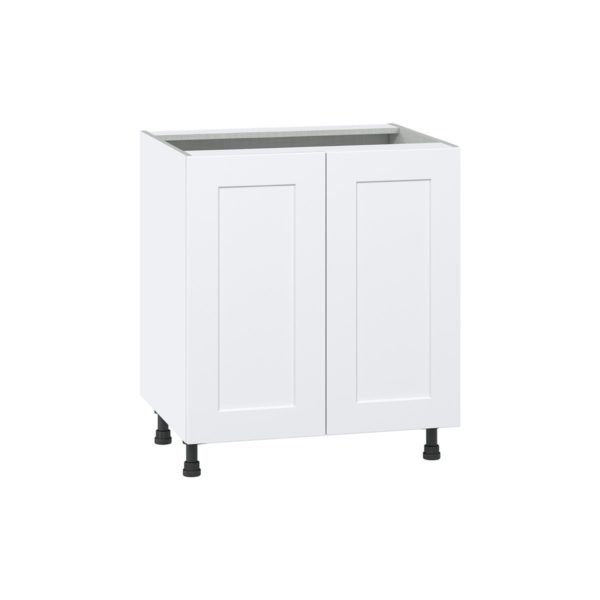 Jasmine Painted Warm White  Shaker Assembled Base Cabinet with 2 Full High Doors and 3 Inner Drawers (30 in. W x 34.5 in. H x 24 in. D)