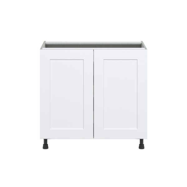 Jasmine Painted Warm White  Shaker Assembled Base Cabinet with 2 Full High Doors and 3 Inner Drawers (36 in. W x 34.5 in. H x 24 in. D)