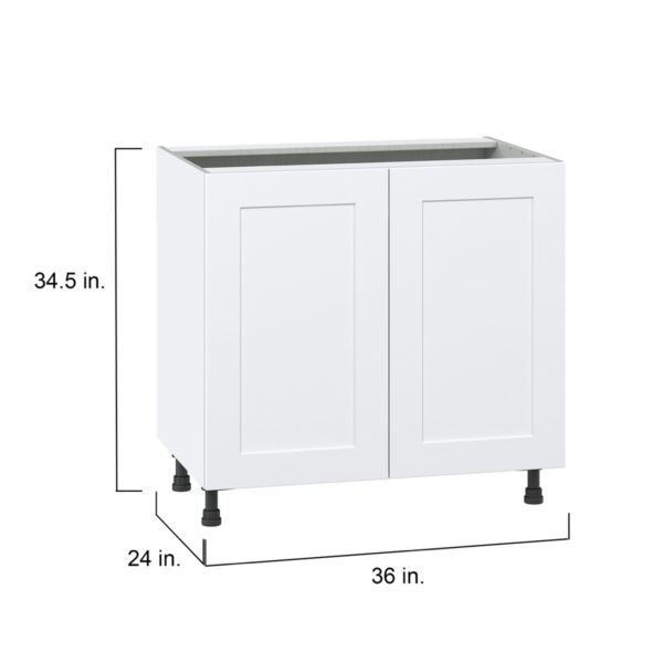 Jasmine Painted Warm White  Shaker Assembled Base Cabinet with 2 Full High Doors and 3 Inner Drawers (36 in. W x 34.5 in. H x 24 in. D)