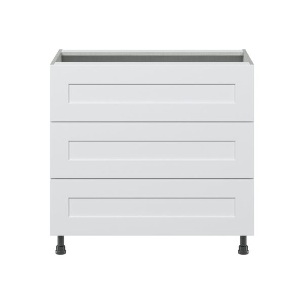 Jasmine Painted Warm White  Shaker Assembled Base Cabinet with Three 10 in. Drawers (36 in. W x 34.5 in. H x 24 in. D)