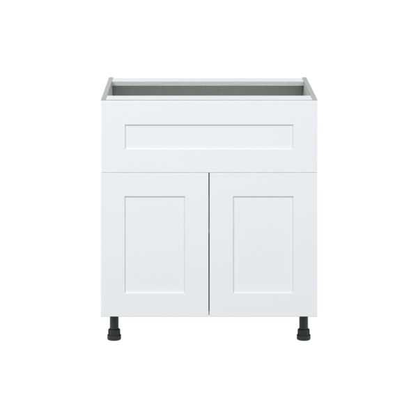 Jasmine Painted Warm White  Shaker Assembled Base Cabinet with 1 Door and 10 in. Drawer (30 in. W x 34.5 in. H x 24 in. D)