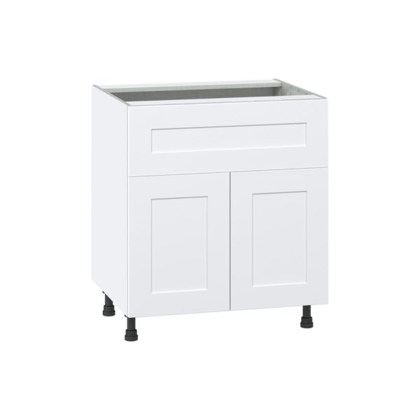 Jasmine Painted Warm White  Shaker Assembled Base Cabinet with 1 Door and 10 in. Drawer (30 in. W x 34.5 in. H x 24 in. D)