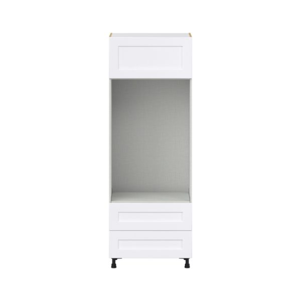 Jasmine Painted Warm White  Shaker Assembled Pantry Micro/Oven  Cabinet with 2 Drawers (30 in. W x 84.5 in. H x 24 in. D)